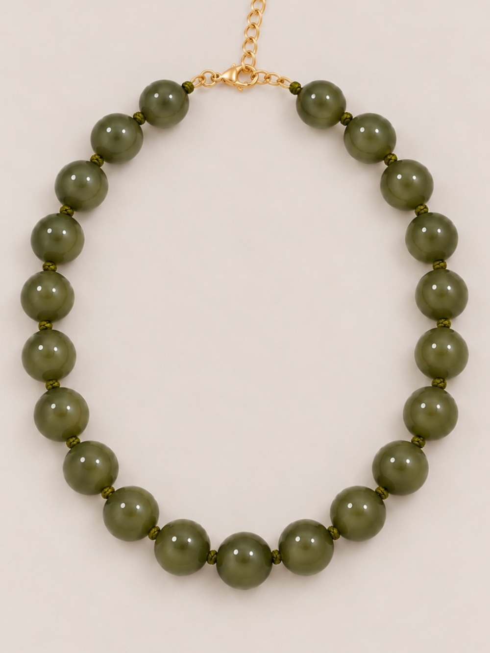 New! Olive Green Beaded Statement Necklace NWOT